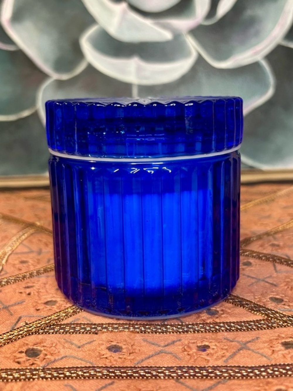 Leoben Company Blue Glass Beach House Jar Scented Candle